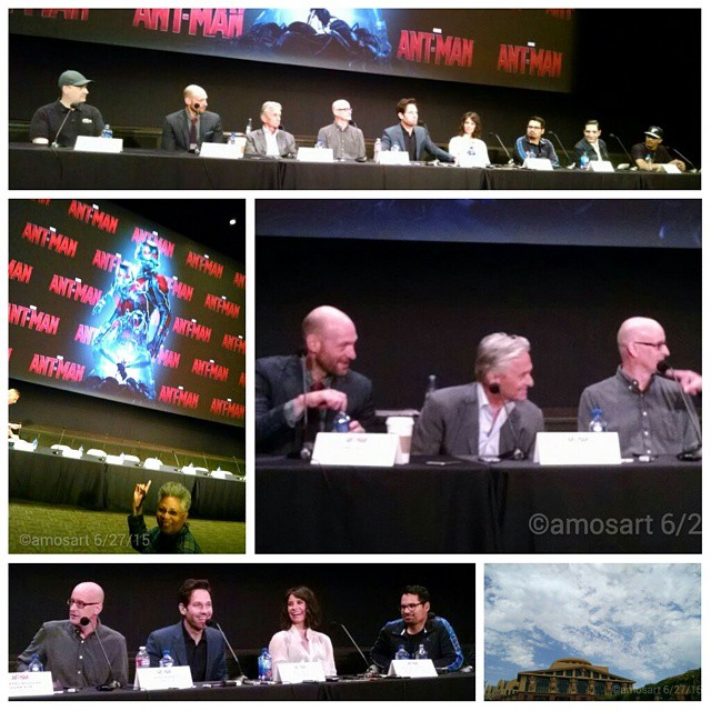 Top: Kevin Feige, Corey Stoll, Michael Douglas, Paul Rudd, Evangeline Lilly, Michael Peña, David Dastmalchian and T.I.