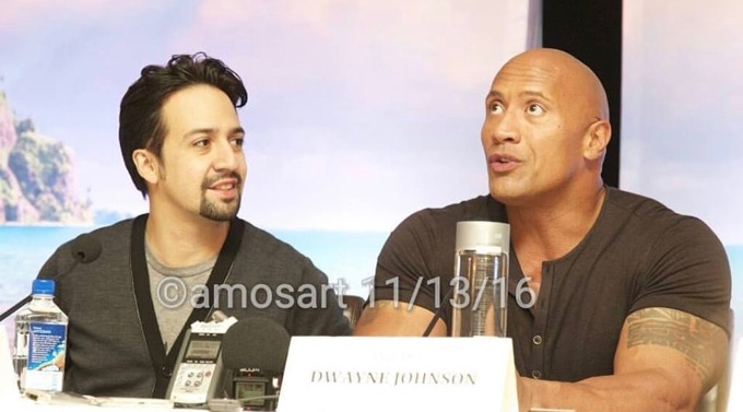 One of my favorite image of Lin Manuel Miranda and Dwayne Johnson from the Moana pressday. ©2016 Angela María Ortíz S.